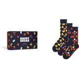 Happy Socks giftbox 3P sokken food blauw & zwart - 36-40