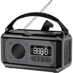 Noodradio Opwindbaar En Batterij - Radio Op Batterijen Voor Rampen - Noodradio Solar Opwindbaar - Opwindbare Radio - Noodpakket Voor Thuis Met Handslinger - FM/AFM/SW - Draagbaar - Opwindbare Radio Met Zaklamp - SOS Alarm - 12000mAh Powerbank - Grijs