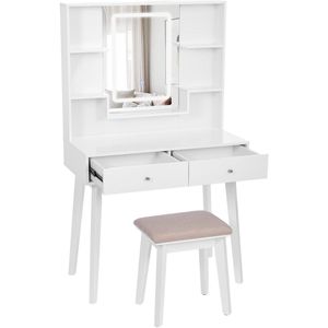 ApexArte® Make Up Tafel met Spiegel - Kaptafel - Voor Vrouwen & Meisjes - Wit