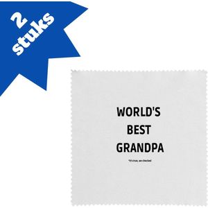 Akyol - world's best grandpa it's true we checked brillendoekjes - Opa - werelds beste opa - verjaardag - cadeautje voor opa - opa artikelen - kado - geschenk - 17,8 bij 17,8 cm - 2 stuks