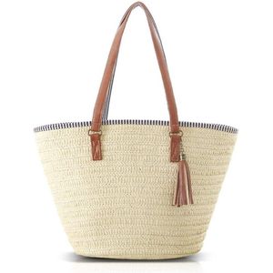 VASCHY Waterafstotende Strandtas voor Dames - Lichtgewicht en Ruime Boodschappentas met Ritssluiting - Handige Schoudertas voor Vakantie Winkelen Reizen beach bag