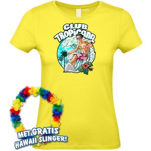 Dames t-shirt Surfing Time | Toppers in Concert 2024 | Club Tropicana | Hawaii Shirt | Ibiza Kleding | Lichtgeel Dames | maat L