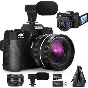 Luxe Digitale Camera - 4K - 48 MP - 180° Flip Display - Zwart