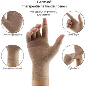 Therapeutische handschoenen | Extensso® | kleur: Nude | Maat: S | De enige echte | Compressie Handschoenen | 88% cotton, polyester, 12% spandex