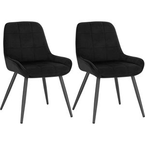 Rootz Set van 2 fluwelen eetkamerstoelen - Gestoffeerde accentstoelen - Comfortabel en ergonomisch ontwerp - Krasvrije vloerbeschermers - 81,5 cm x 38 cm x 43 cm