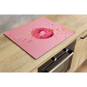 Inductiebeschermer - Roze Donut - 75x55 cm - Inductiebeschermer - Inductie Afdekplaat Kookplaat - Inductie Mat - Anti-Slip - Keuken Decoratie - Keuken Accessoires