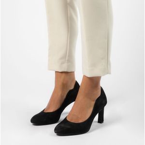 Manfield - Dames - Zwarte suède pumps - Maat 39