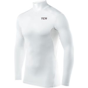 TCA Jongens HyperFusion Compressie Basislaag Top Lange Mouw Ondershirt - Mock Hals - Wit, 10-12 Jaar