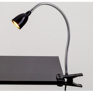 Lindby - Klemlamp - 1licht - kunststof, metaal - H: 42 cm - zwart, zilver - Inclusief lichtbron