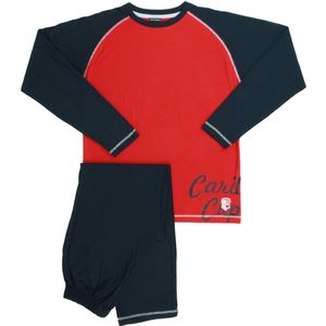 Blue Docks Jongens Pyjama - 100% Katoen - Lange Mouwen - Rood - Maat 140