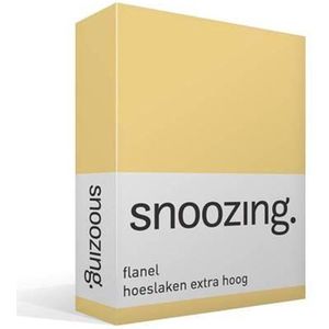 Snoozing - Flanel - Hoeslaken - Extra Hoog - Lits-jumeaux - 200x210/220 cm - Geel