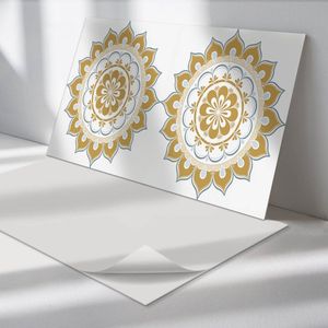 Wallfluent Vinyl Wandpaneel - Bloemenmandalapatroon PVC Muurpaneel - 100 cm x 50 cm - Beige PVC wandpaneel - 1 stuk - Rechthoekig Wandbekleding Vinyl - Patroon Wandpaneel - Zelfklevende Wandbekleding - Wandpaneel Keuken en Badkamer