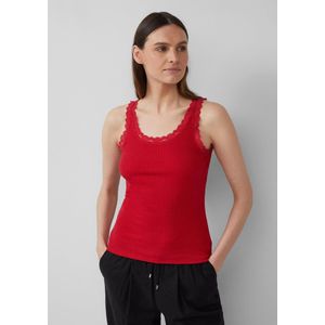 T-shirt - Slim-fit - Mouwloos - Katoenmix - Met Kanten Details