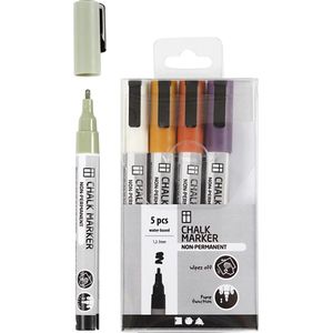 Chalk Markers, Lijndikte 1,2-3 mm, Pastelkleuren, 5 Stuk, 1 Doos
