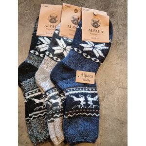 3 Paar - 100% Alpaca Wollen Sokken - Maat 35-38 - Wintersokken - - Thermosokken - Huissokken - Cadeau Artikel