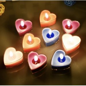 Blauwe hartjes theelichtjes / kaarsjes met theelichthouder 13 cm - Huwelijk - Bruiloft - Valentijn - Waxinelichtjes hart