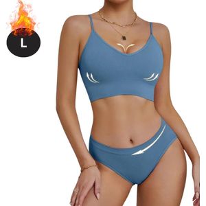 Livano Lingerie Set Zonder Beugel - Zonder Bandjes - Push-up Bh's - Comfort Beha - Comfortabel - BH - Blauw - Maat S