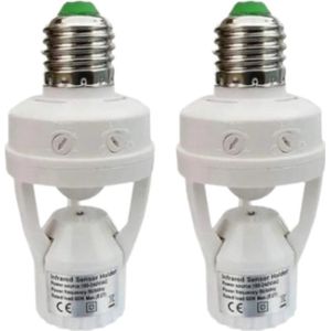 Slimme Bewegingssensor Gloeilamp Houder - E27 PIR Inductiesensor Adapter - 2 Stuks - AC 110V-220V