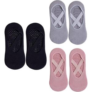 Allecto plus - Yogasokken met antislip voor dames en heren - 3 paar in roze, grijs en zwart