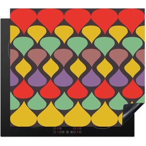 KitchenYeah® Inductie beschermer 60x52 cm - Vintage - Retro - Kleuren - Patronen - Kookplaataccessoires - Afdekplaat voor kookplaat - Inductiebeschermer - Inductiemat - Inductieplaat mat - Keuken decoratie