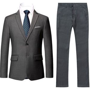 Allthemen Heren Tweeknoops Tweedelig Pak - Gekartelde Kraag - S