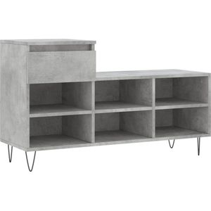 vidaXL Schoenenkast - Betongrijs - Stijlvol & Praktisch Schoenenkast - Betonnen Grijze Schoenenkast - Houten Schoenenkast - Schoenenrek - Opbergkast