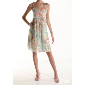Luchtige zomer jurk in GROEN kleur, spaghetti bandjes en elastische rug maat 34/36