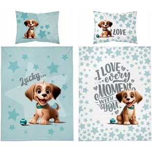 Bamboe Kinderbeddengoed 2-delig 120x90cm Hondje Turkse Kleur