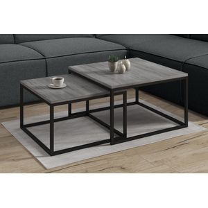 Meubella - Salontafel Styler - Grijs - Eiken - set van 2