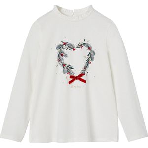 Vertbaudet Kerstshirt met kroon en hartje met glitterdetails voor meisjes