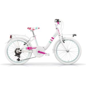 Kinderfiets Fleur - Met 6 versnellingen - 26 inch - Dames/meisje - framemaat 41cm - Wit/roze