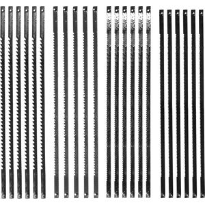 24 stuks koolstofstaal decoupeerzaagbladen - hout kunststof schuim - 10 15 18 24 tanden - reservespiraal - corrosiebestendig