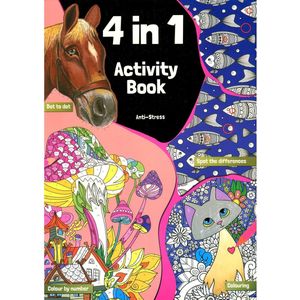4 in 1 Activiteitenboek volwassenen - kleurboek - kleuren op nummer- zoek de verschillen - kleurplaten - punt naar punt - ANTI STRESS kleur boek dieren bloemen vogels