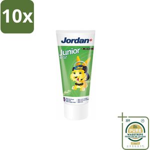 10 x Jordan - Junior - Tandpasta - 6-12 jaar - 50 ml - Grootverpakking - Jordan Junior Tandpasta 6-12 Jaar - Kindertandpasta - Fluoride 1450 Ppm - Milde Fruit/mint Smaak - Tandpasta Voor Kinderen