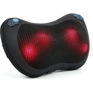 Shiatsu Massagekussen - Massage - Warmtefunctie - Elektrisch Massagekussen - Infrarood - Thuis en Auto - Zwart - Rug en Nek - Kuiten en Dijen - Auto Oplader Massage - Inclusief Auto Oplader