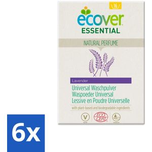 6 x Ecover - Waspoeder Essential - Universal - 1,2 kg - Waspoeder - Wasmiddel - Biologisch Waspoeder - Plantaardige Waspoeder - Waspoeder Witwas