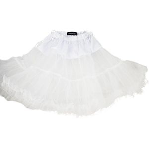 BamBella® - Onesize korte Petticoat Grote rok poffig Wit Tulle laagjes rokje doorzichtig onder rok dames