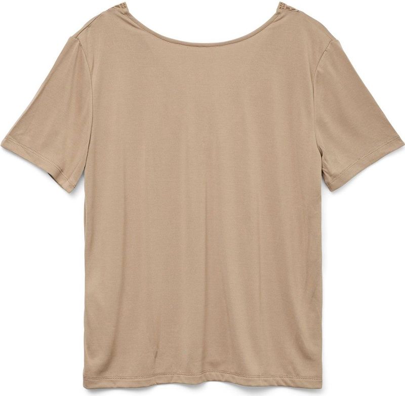 T-shirt - Silver Mink - Jersey - V-hals - Korte Mouwen