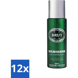 12 x Brut Deospray Original Brut 200 ml - Mannen Deodorant - Deodorant Spray - Langdurige Geur - Brut Original - Deodorant 24 Uur