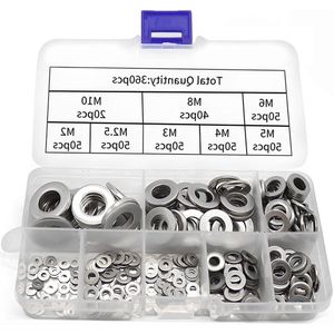 360 stuks 304 Roestvrijstalen platte sluitringen combinatie metalen sluitringen hardwareschroeven - Corrosiebestendig & lage kosten