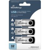 MediaRange - USB 2.0 - 32GB - Pack van 3 - Zwart