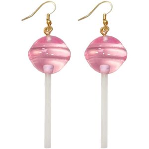 Fako Bijoux® - Oorbellen - Lolly Op Een Stokje - 15x78mm - Roze