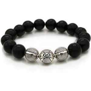 Edelsteen armband - Onyx Glans 12MM - 925 Sterling Zilver - Natuursteen armband -Heren armband kralen - Cadeau voor man - InfinityBeads.nl