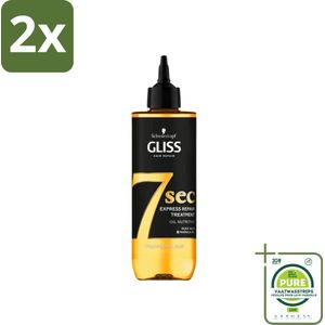 Gliss-Kur - 7 Sec Express Repair Treatment - Oil Nutritive - Voedende Herstelbehandeling - 200 ml - Voordeelverpakking - 2 stuks - Haarkleur - Haarherstel