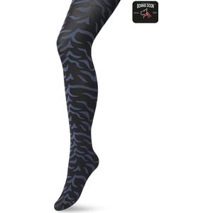 Bonnie Doon Dames Panty met Zebra Print 100 Denier maat S/M Zwart - Uitstekend Draagcomfort - Zebraprint - Dierenprint - Gladde Naden - Perfecte Pasvorm - Black - BP211902.101