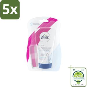 5 x Veet - Ontharingscrème - Gevoelige Huid In Douche - Gemakkelijk Gebruik - 150 ml - Grootverpakking - Ontharingscrème - Ontharen - Gevoelige Huid - Ontharingscrème Douche - Silk & Fresh
