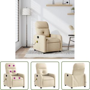 The Living Store Massagestoel verstelbaar stof crèmekleurig - Massagestoel - Ergonomische Stoel - Verstelbare Stoel - Lounge Stoel - Fauteuils