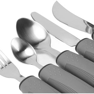 Aanpasbare Gewogen Messen Vork en Lepels Set - Handtrillingen Artritis Parkinson - RVS Zilverwerk voor Ouderen Gehandicapten - Zwakke Handgreep Eetgerei .