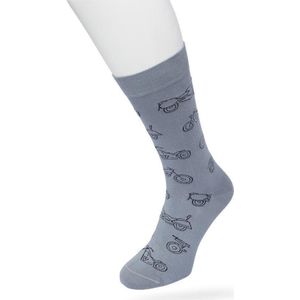 Bonnie Doon Heren Sokken met Motor Print maat 40/46 Grijs - Thema Sokken - Motorbike - Cadeau Sokken - Word je Happy en vrolijk van - Zacht Katoen met Gladde Teennaad - Comfortabel - Perfect Cadeau - Griffin - BT992131.243