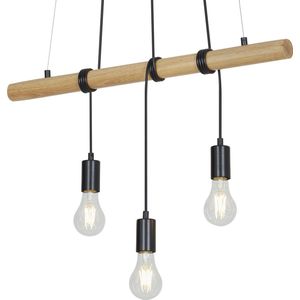 Briloner Leuchten BAR Hanglamp - 3 lichts - Hout/Metaal - 3x E27 - Zwart